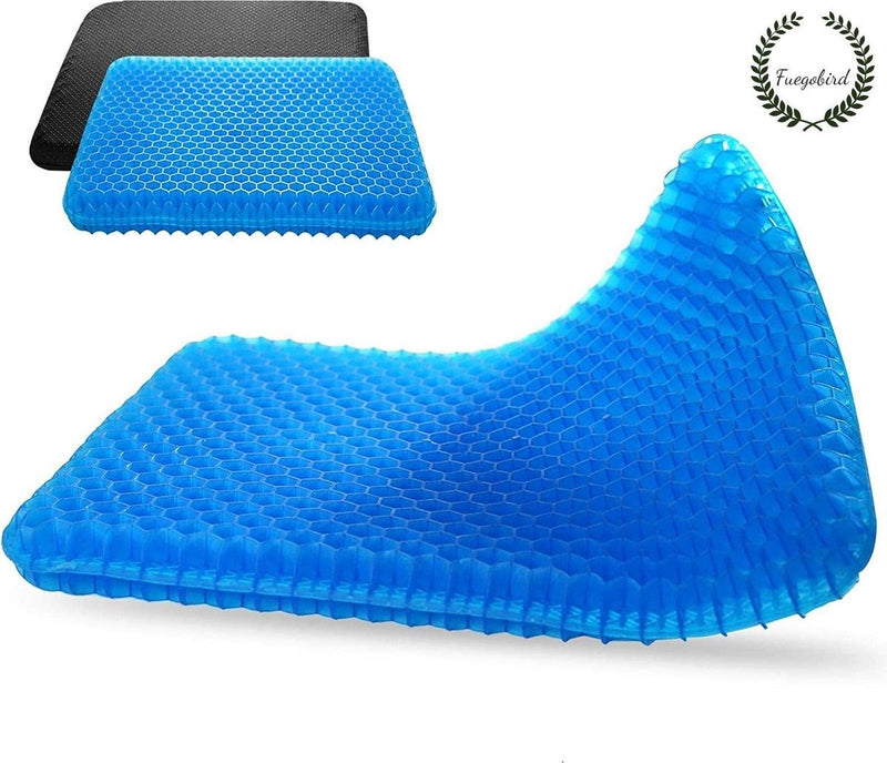 Fuegobird Gel Pillow - Coussin ergonomique - Coussin de siège orthopédique - Structure alvéolaire double couche - Avec housse de coussin - Bleu
