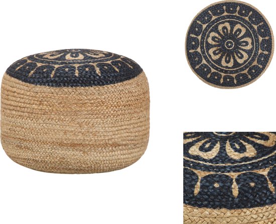 vidaXL - Pouf - fait main - 45 x 30 cm - jute - bleu
