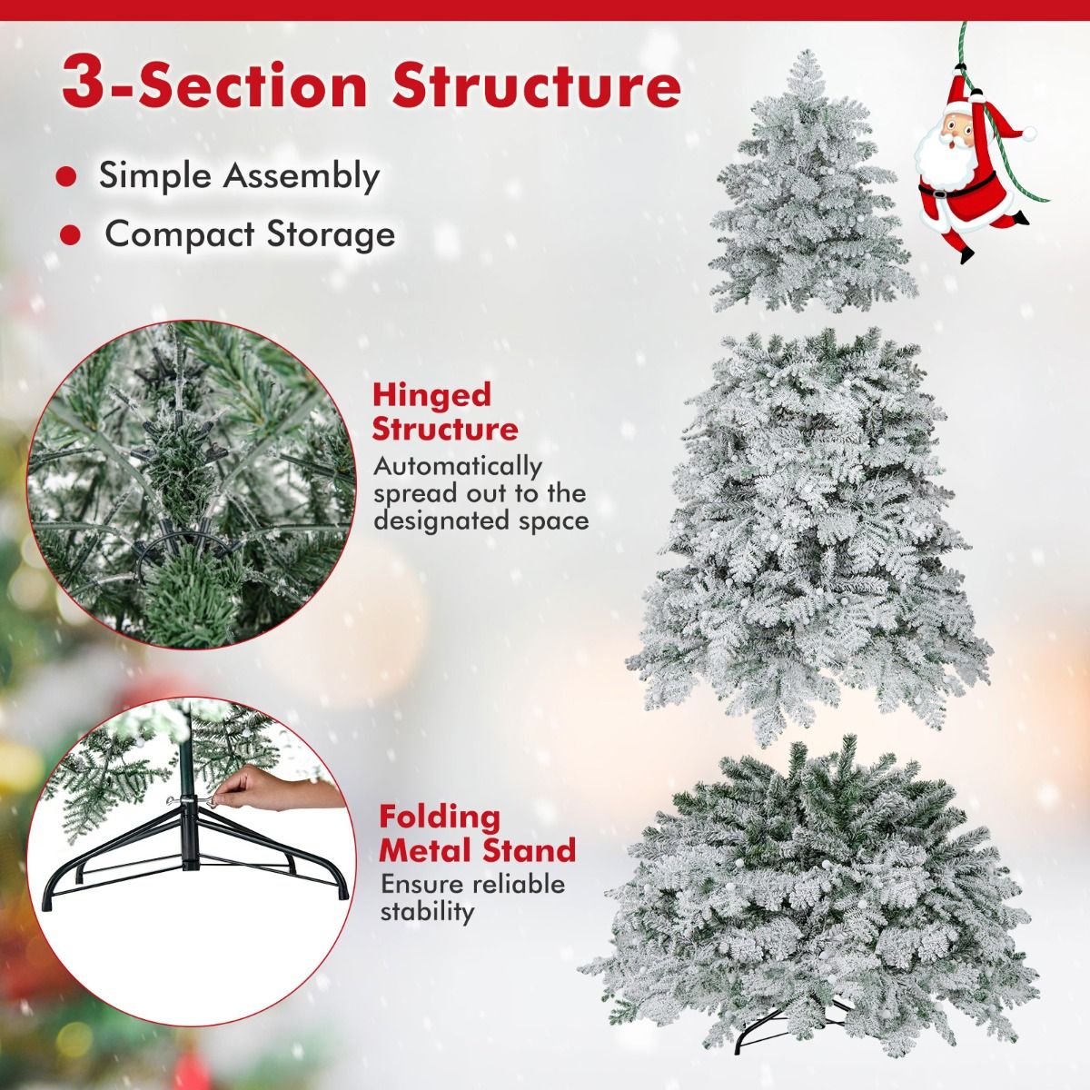 Sapin de Noël artificiel Coast - enneigé - avec éclairage LED - 210 cm - vert et blanc