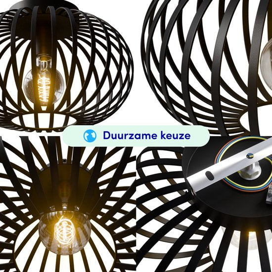 Plafonnier Nolt Noir - Plafonnier E27 Lampe - Industriel - ⌀ 30cm