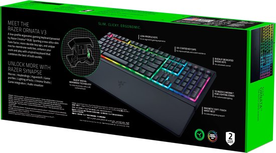 Razer Ornata V3 Low Profile - Clavier gaming - Touches à membrane programmables - RGB - Qwerty