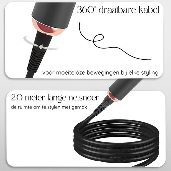 Sansbeauté® 6 en 1 Fer à boucler avec pince - Fer à boucler en céramique - 13mm à 38mm - Brosse pour sèche-cheveux cheveux courts - Brosse chauffante - Boucleurs - Brosse thermique - Styler les cheveux - Brosse à boucler 5 en 1