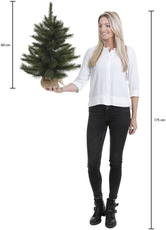 Sapin de Noël artificiel Triumph Tree en jute - Sapin de Noël artificiel H 60 x Ø 38 cm - Vert givré