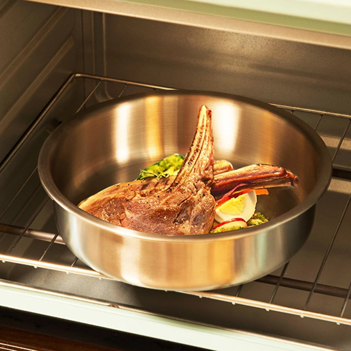Assiette creuse Maxcook en acier inoxydable 304 - Argent - 24 cm - Incassable, compatible avec le four et l'induction
