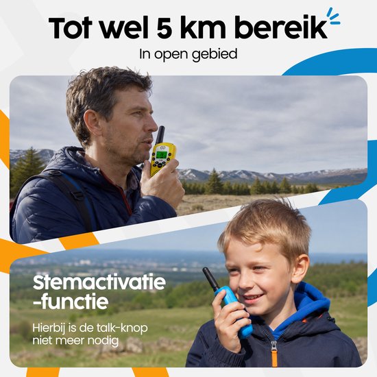 Talkie-walkie Infinity Goods - Pour enfants et adultes - Lot de 3 - Piles incluses - Portée de 3 km - Bleu, rose et jaune