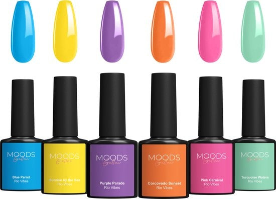 Moods Gellac 6-Piece Set - Vernis à ongles en gel - 8ML - Rio Vibes Edition - Gellac - Nails - Gel Polish Starter Pack - Summer Colours