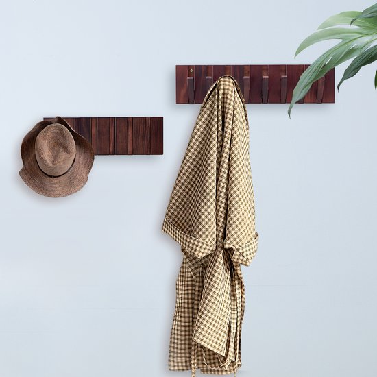 Urban State Porte-manteau Piano - bois foncé - porte-manteau mural - 6 crochets - porte-manteau suspendu - finition noyer