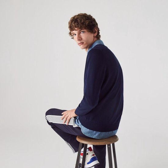 Lacoste Organic Cotton V-neck Sweater - Maillots de sport - Bleu marine - Hommes - Taille S