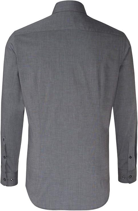 Seidensticker Chemise d'affaires pour hommes, slimfit, thermocollant, col Kent, manches longues, 100% coton, gris foncé, 41