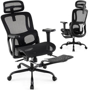 Chaise de bureau ergonomique Coast - soutien lombaire et appui-tête réglables - repose-pieds extensible - noir