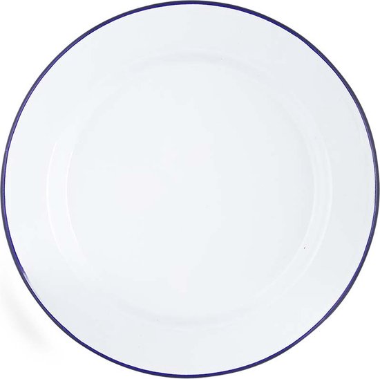 Bo-Camp - Vaisselle - Émail - 6 pièces - Blanc/Bleu
