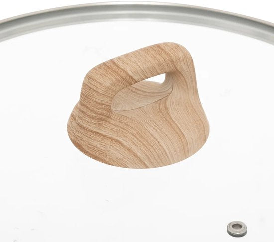 Casserole 5Five avec couvercle en verre - Compatible avec tous les types de plaques de cuisson - vert/beige - D28 x H13 cm - Sauteuse