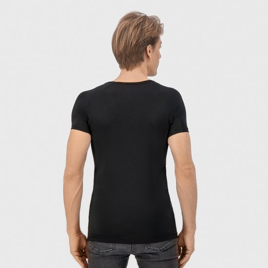 Anti Sweat Shirt - Fibershirts® - Coussinets d'aisselles cousus - Maillot de corps - Noir - Col en V - Hommes - Taille M