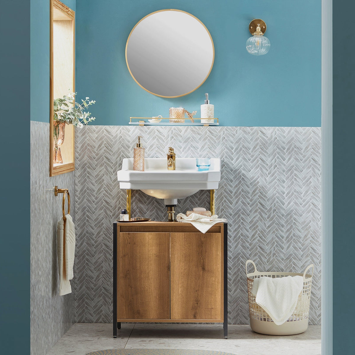 SoBuy Meuble bas pour évier - 60 x 30 x 60 cm - couleur bois