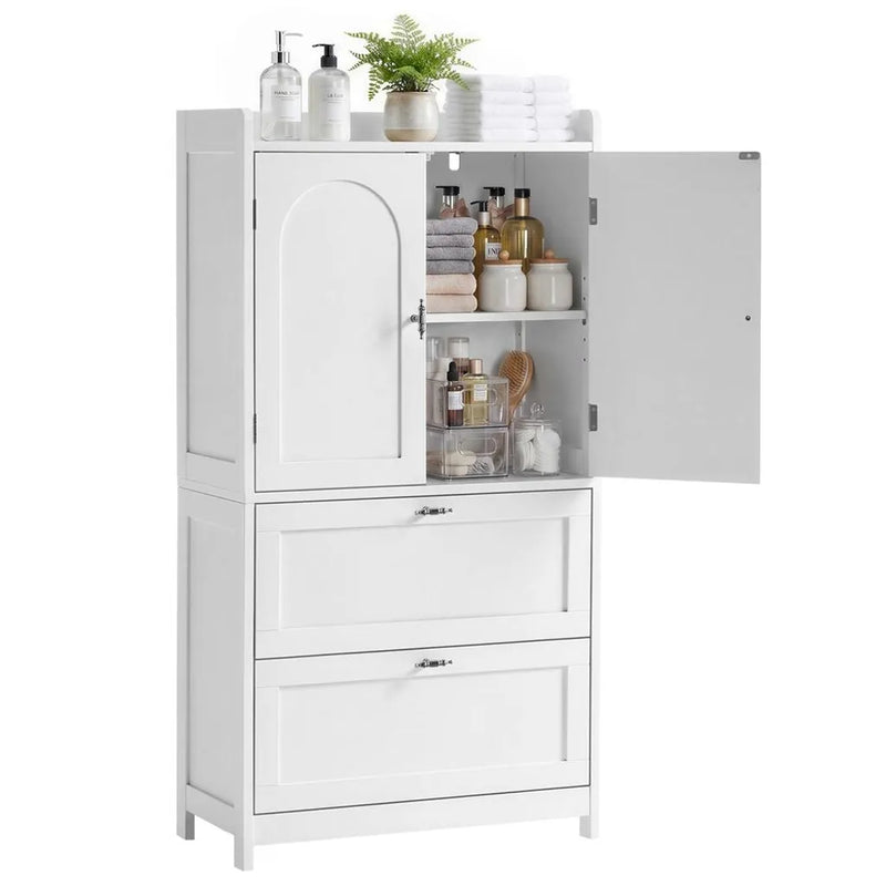 Meuble de salle de bains Yaheetech à 2 portes et 2 tiroirs, 60 x 30 x 115 cm, blanc