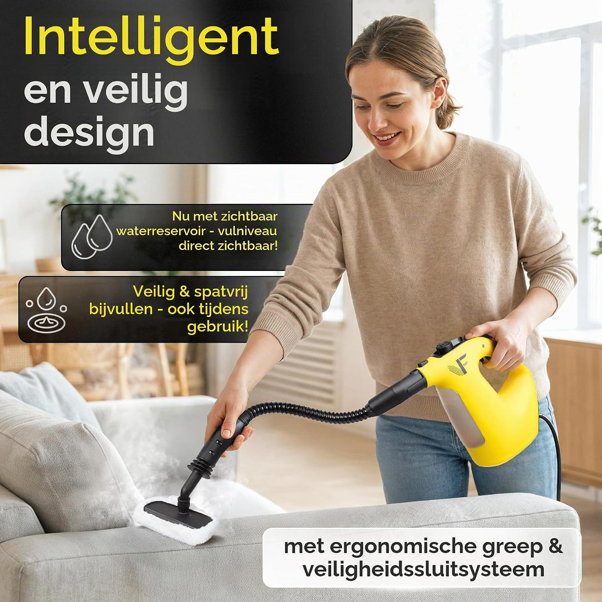 Nettoyeur vapeur à main Neighbour's Friend - 450 ml - 135 °C - À commande manuelle - Électrique avec cordon d'alimentation