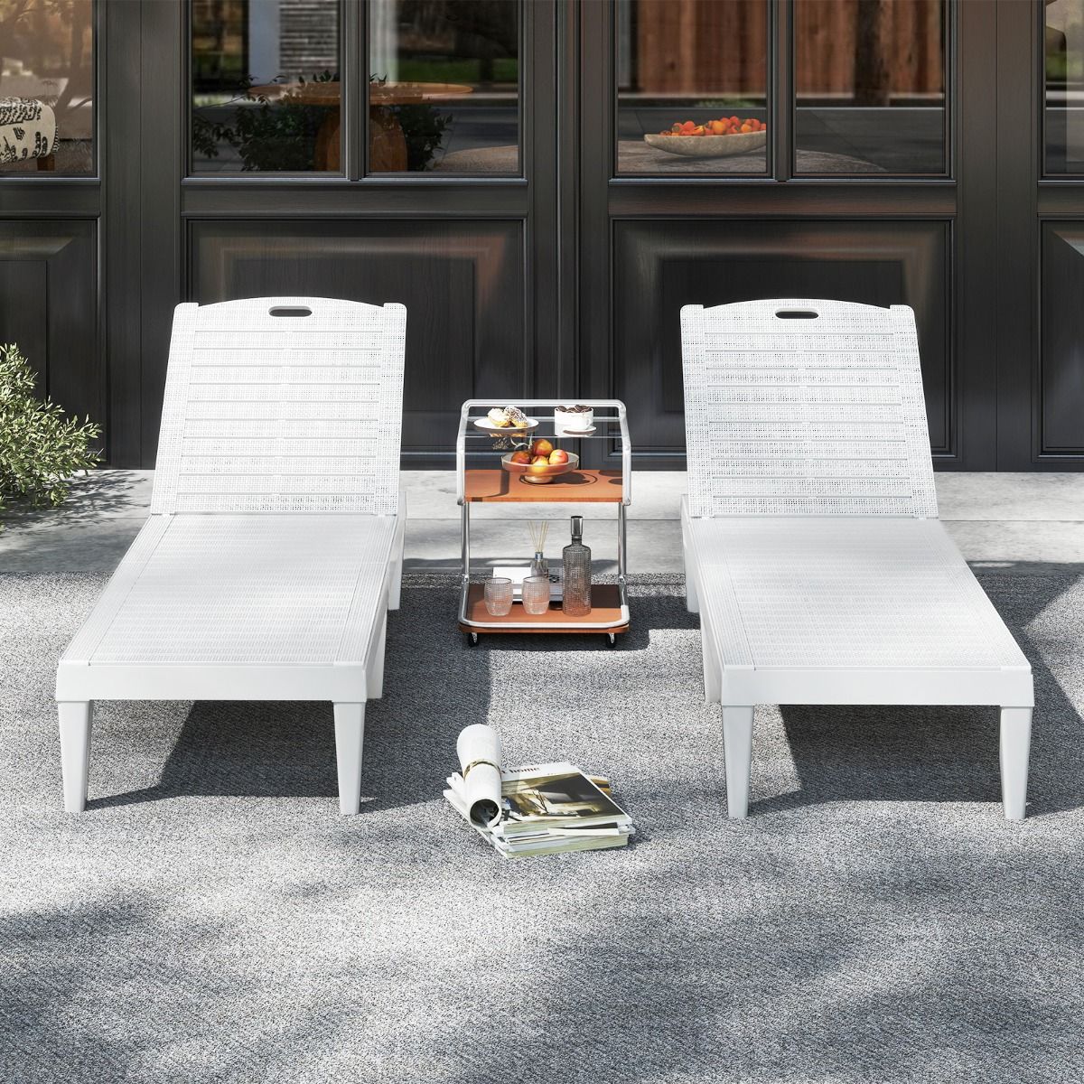 Ensemble de 2 chaises longues Coast - dossier réglable - plastique résistant aux intempéries - blanc