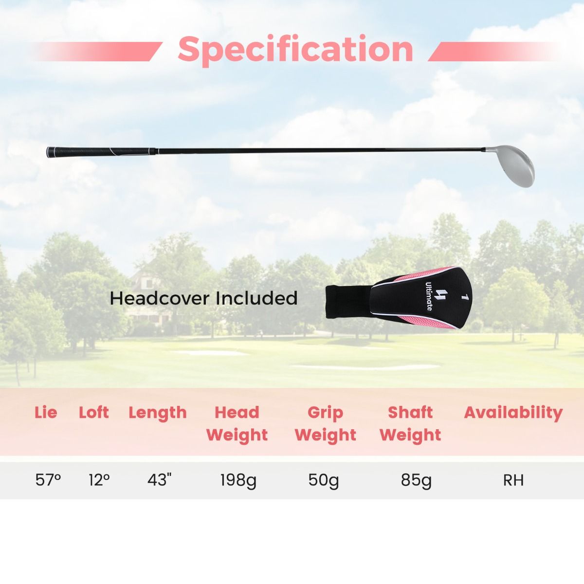 Driver de golf Coast pour femmes - Tête de club en aluminium de 460 cc - Manche en graphite - Noir et argent