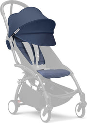 Kit de couleurs Stokke YOYO 6+, bleu Air France - Textiles : coussin d'assise, capote extensible et poche arrière zippée - Pour le châssis YOYO (vendu séparément)