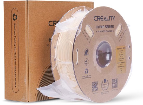 Filament pour imprimante 3D Creality Hyper PLA 1,75 mm - Universel - 1 kg - Impression rapide jusqu'à 600 mm/s - Enroulé sans nœuds - Beige