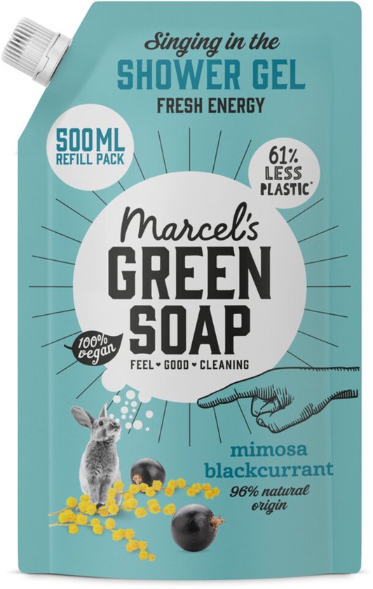 Recharge de gel douche Marcel's Green Soap - Mimosa et cassis - 6 x 500 ml