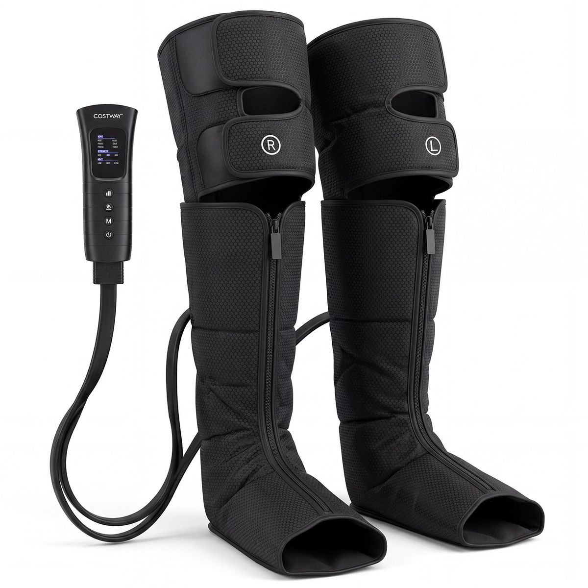 Appareil de massage des jambes Coast - chaleur et compression - 6 modes de massage - noir