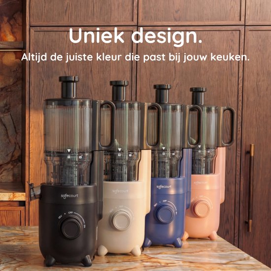 Safecourt Kitchen Slow Juicer - moteur puissant [technologie de pré-coupe et de pression à froid] - nettoyage facile - sans BPA - presse-agrumes Noir