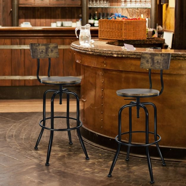 Coast Bar Chair Industrial 2 Set Bar Stool rotatif et réglable en hauteur marron