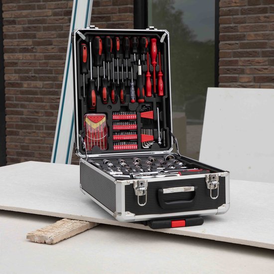 ALDORR Tools - 152 - Jeu d'outils en coffret - Boîte à outils - Coffret d'outils complet - Trousse à outils - Jeu de tournevis - Aluminium - Outils à main - Outils de base - Avec clé dynamométrique à cliquet - Cadeau pour homme - Cadeau de pendaison de cr