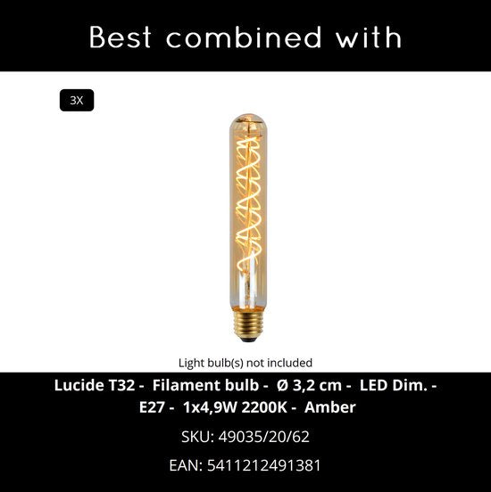 Lucide FOLD - Lampadaire - Ø 20 cm - 3xE27 - Blanc - Japandi