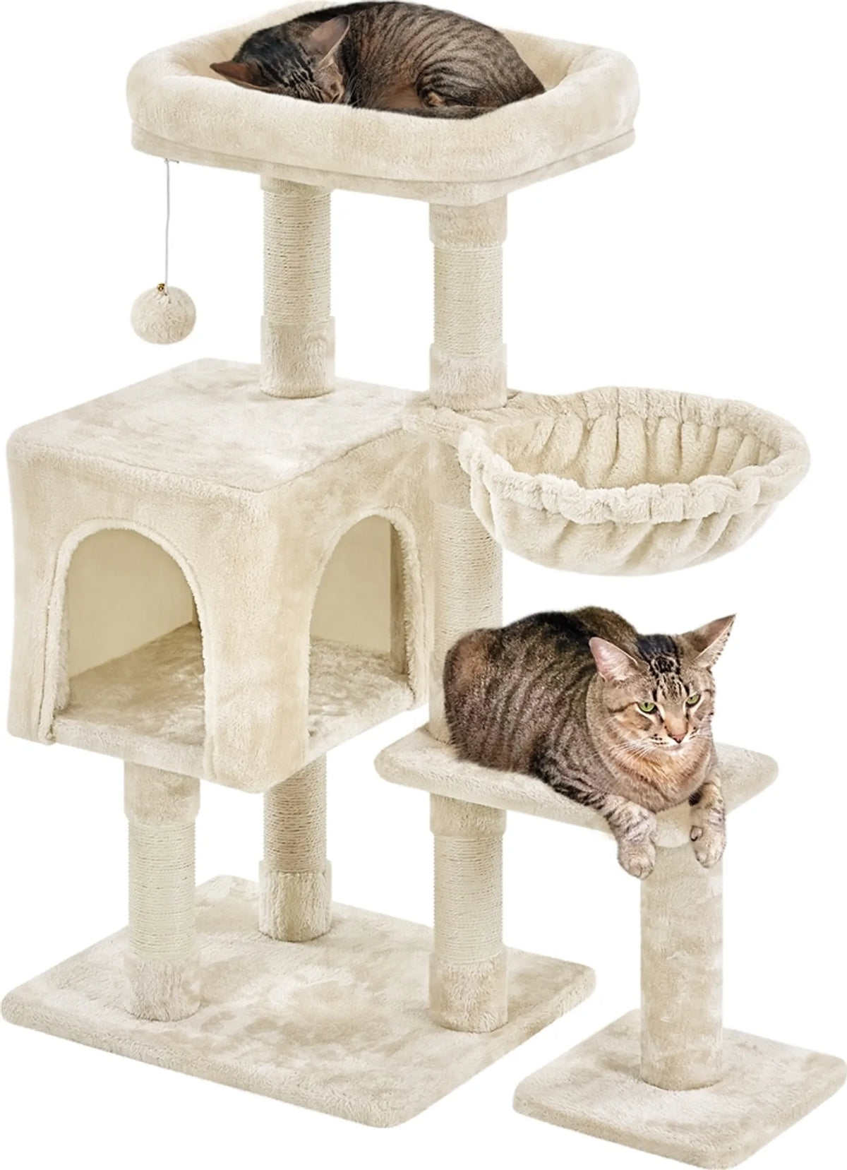 Yaheetech : Arbre à chat avec grotte et lit - 96 cm de haut - 80,5 x 39,5 cm - Beige