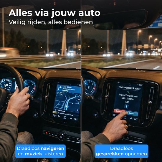 Dongle Nuvance CarPlay - Compatible avec Android Auto et CarPlay - 2 en 1 - Dongle Bluetooth - CarPlay sans fil - USB et USB-C