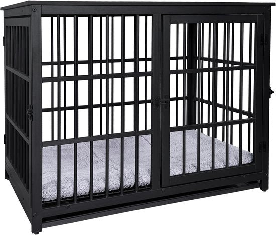 Cage pour chien - cage pour chiens de petite et moyenne taille - niche - d'intérieur - avec coussin pour chien - 91 cm x 60 cm x 74 cm