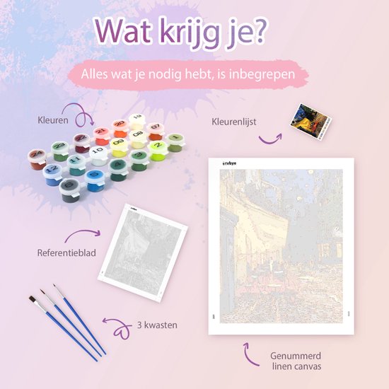 Rubye® Painting By Number Adults - Canal House - Peinture et pinceaux inclus - Toile à peindre - Colour by Number - 40x50cm