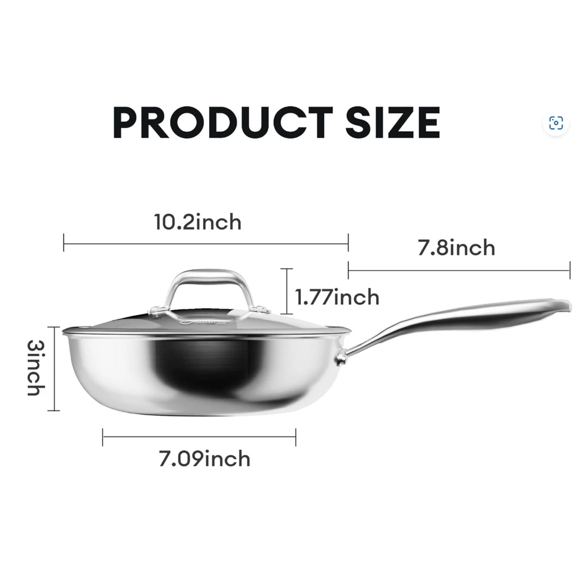 Poêle wok COOKER KING - 26 cm - acier inoxydable à 3 couches - revêtement antiadhésif