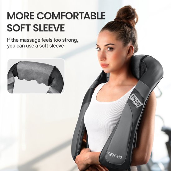 Appareil de massage RENPHO U-Neck Go Shiatsu pour la nuque et les épaules - Fonction chauffante - Convient à différentes parties du corps - Noir