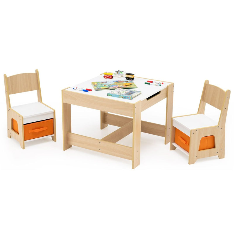 Ensemble table et chaises pour enfants Coast - Table d'activités en bois - Plateau réversible - Couleur naturelle