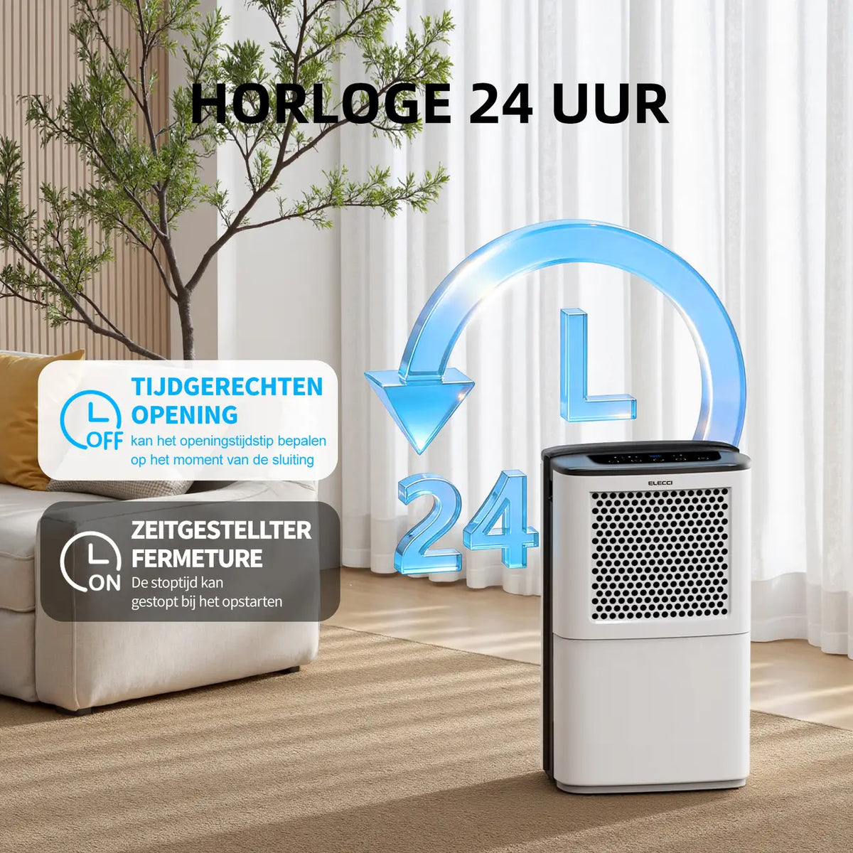 Déshumidificateur ELECCI 12 l/jour - réservoir d'eau de 3,8 l - R290