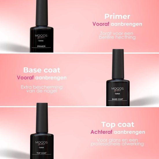 Moods Gellac BIAB Kit pour ongles - Vernis à ongles BIAB - Comprend une lampe UV/LED, un bâton, une lime à ongles, un primer, une base et un top coat.