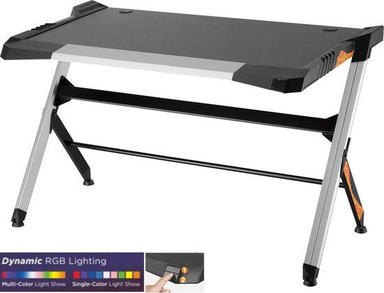 Bureau gaming - avec éclairage LED - 130 cm de large