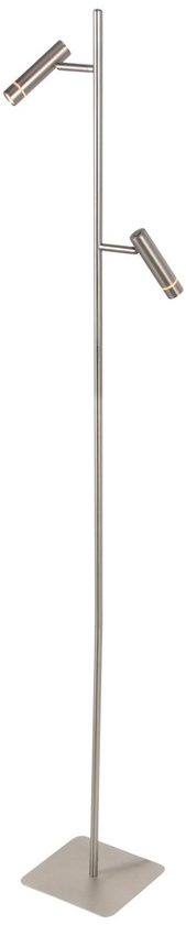 Lampadaire Volari 4711ST en acier, 2 lumières, avec LED « dim to warm » - idéal pour un usage intérieur, design moderne, hauteur 157 cm, base 21 x 21 cm, orientable et inclinable