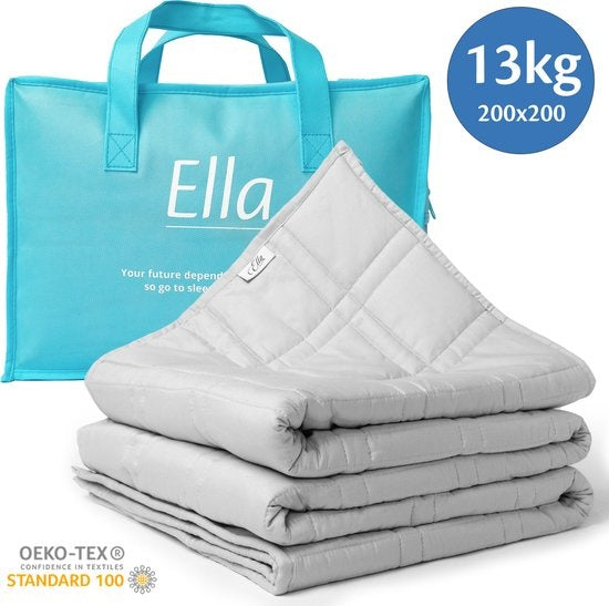 Couverture d'alourdissement Ella - 13kg - 200 x 200cm - Coton OEKO-TEX - Gris clair