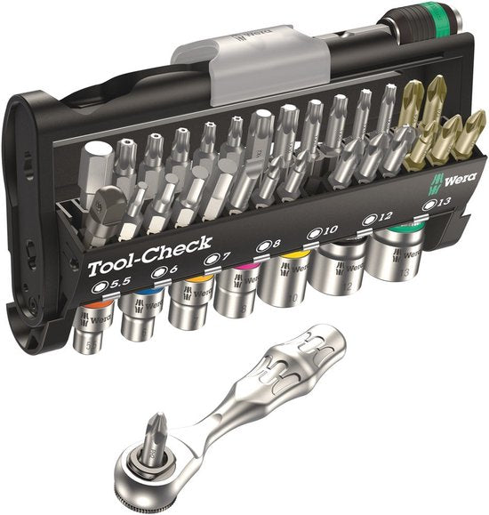 Wera 05073220001 Jeu de clés à cliquet Tool-Check 1 SB à 38 pièces (embouts et douilles)
