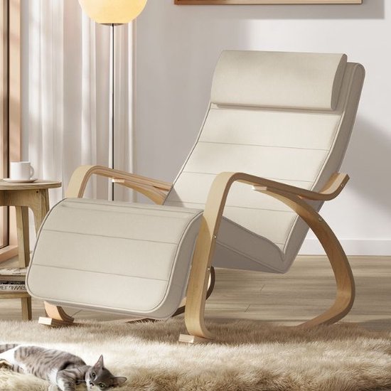 Fauteuil à bascule avec accoudoirs et repose-pieds à 5 positions - L55 x H91 cm