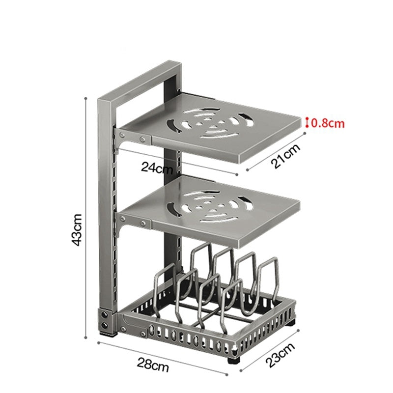 Étagère de rangement MAXCOOK à 3 niveaux en acier au carbone pour casseroles et poêles, réglable, pour placard de cuisine, 23 × 28 × 43 cm