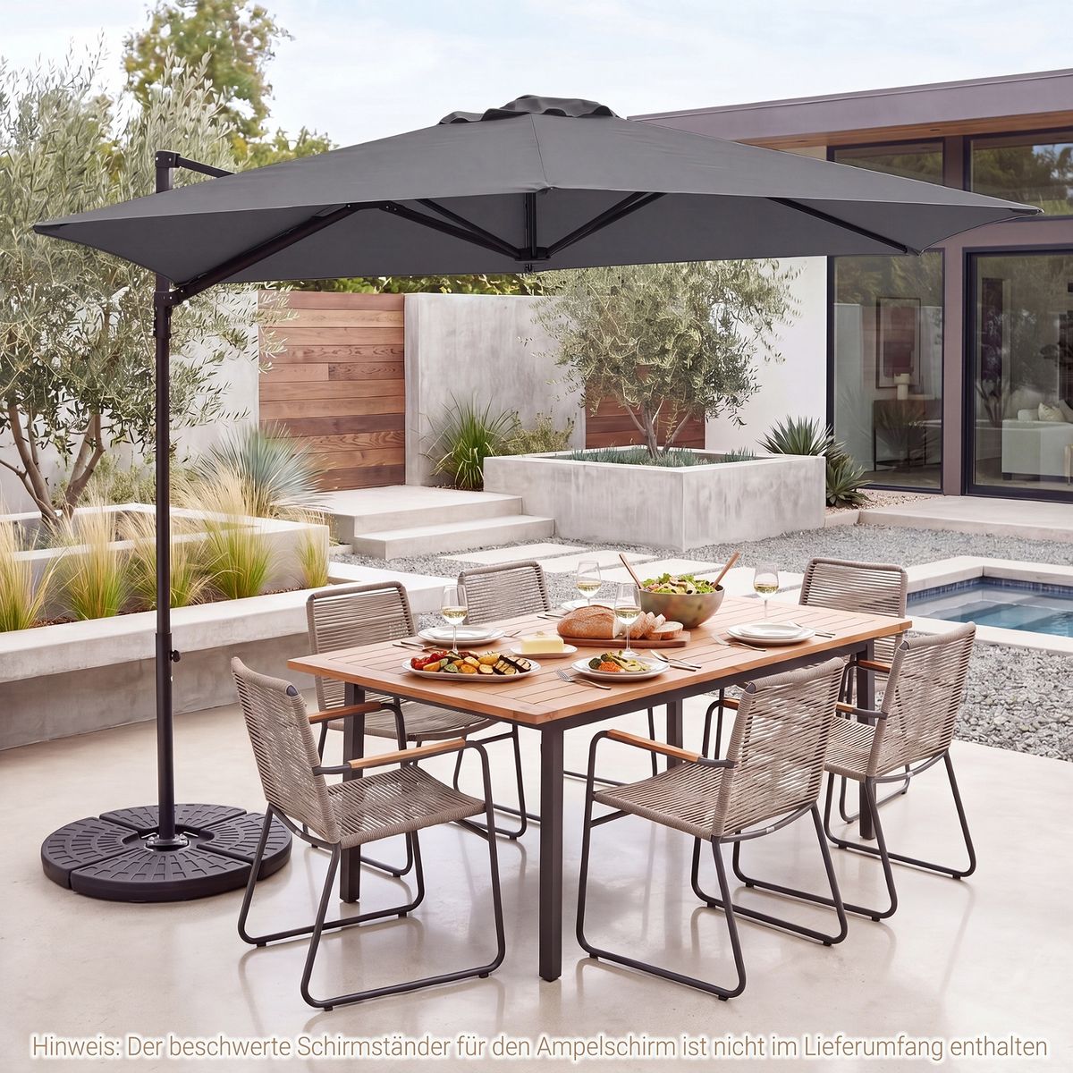 Parasol suédois Coast - pivotant à 360° - double toile - gris/beige - 290 cm