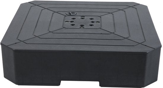 Pied de parasol AXI à remplir – Noir – 82 x 82 x 19 cm – Avec 2 roues – Avec poignée – Pour parasols suspendus jusqu’à 3 x 3 m ou d’un diamètre de 3 m – Plastique HDPE – Remplissable avec 115 litres d’eau