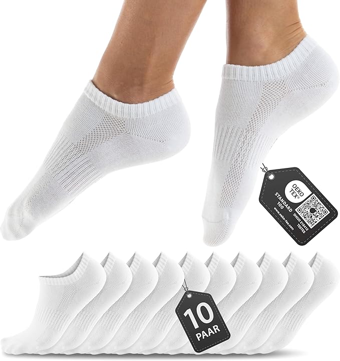 Heroic 10 paires de chaussettes de sport de qualité supérieure pour hommes et femmes - Ensemble de chaussettes courtes en coton peigné - Ceinture confortable sans coutures pincées - Chaussettes de sport unisexes - Taille 43-46