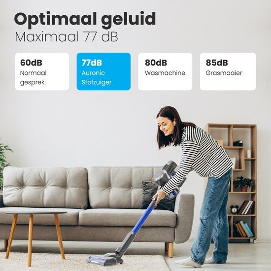 Aspirateur Balai - Auronic - Sans fil - Sans sac -Double batterie - Filtre HEPA lavable - 220 W  - Gris/Bleu