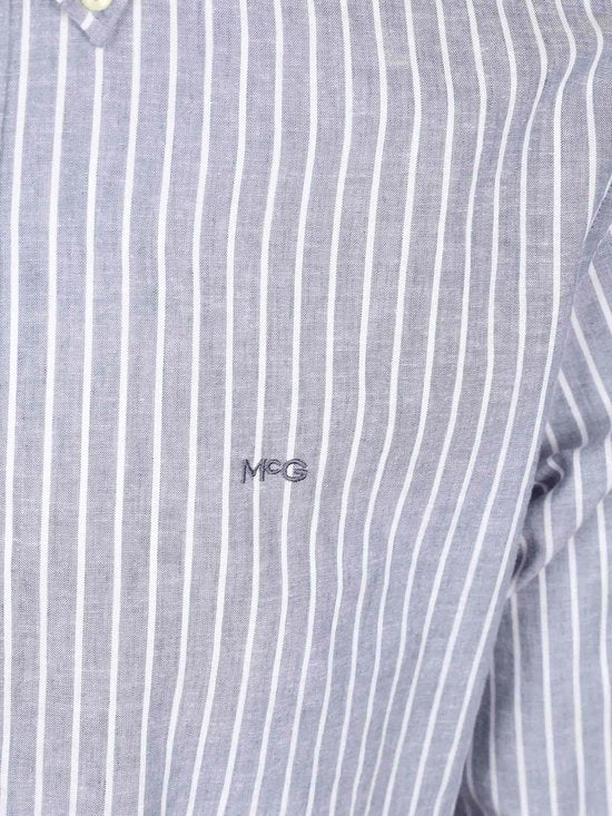 Chemise McGregor en coton et lin à rayures indigo - Taille XL - Homme
